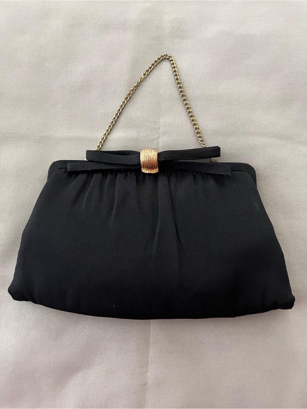 Vintage After Five Classic Black Evening Clutch with Gold-Tone Snap Closure